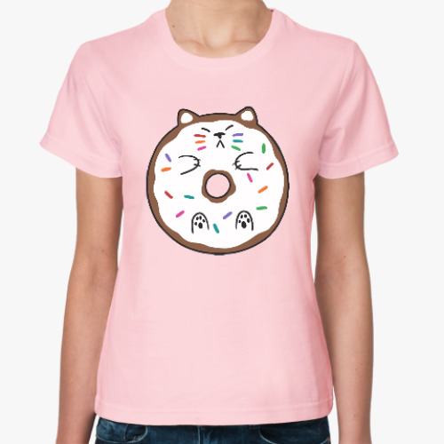 Женская футболка Пончик кот