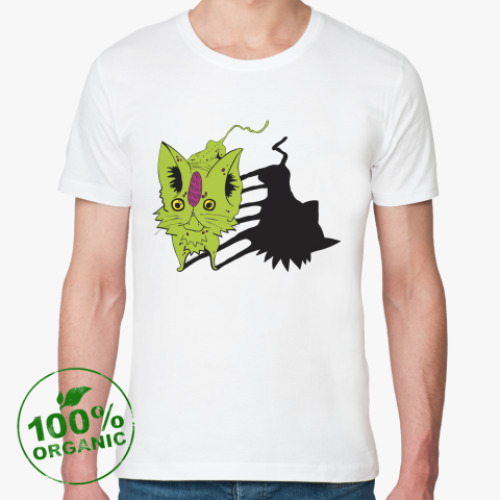 Футболка из органик-хлопка Кот зелёный