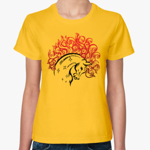Женская футболка Конь-огонь