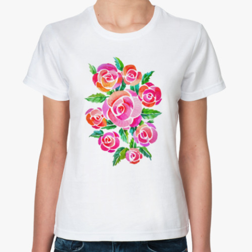 Классическая футболка Акварельные розы