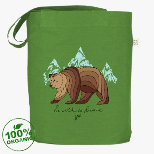 Сумка шоппер Бурый медведь/Be wild & brave