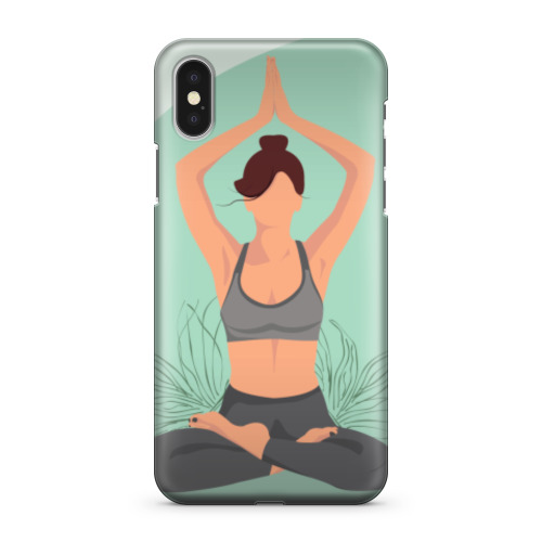 Чехол для iPhone X Девушка в позе лотоса, йога