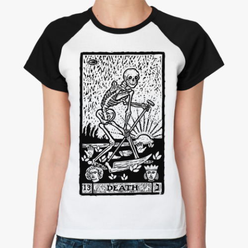 Женская футболка реглан 13 аркан таро Смерть