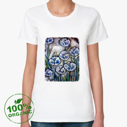 Женская футболка из органик-хлопка Тюльпаны Серебро