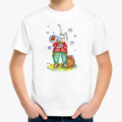 Детская футболка Кролик надувает мыльные пузыри
