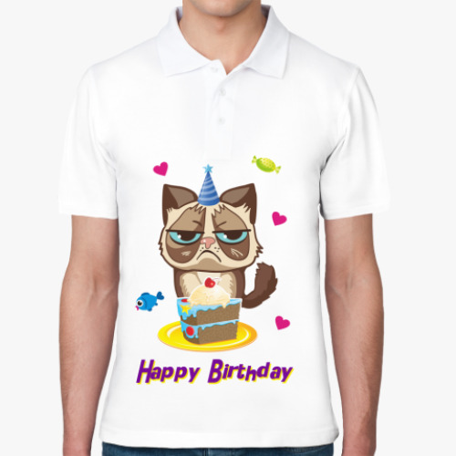 Рубашка поло Угрюмый кот Тард - Grumpy Cat