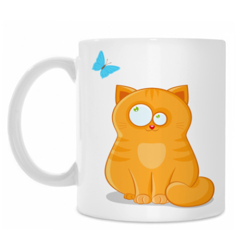 Кружка Котик с бабочкой