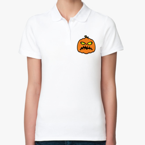 Женская рубашка поло (печать) Zombie Pumpkin