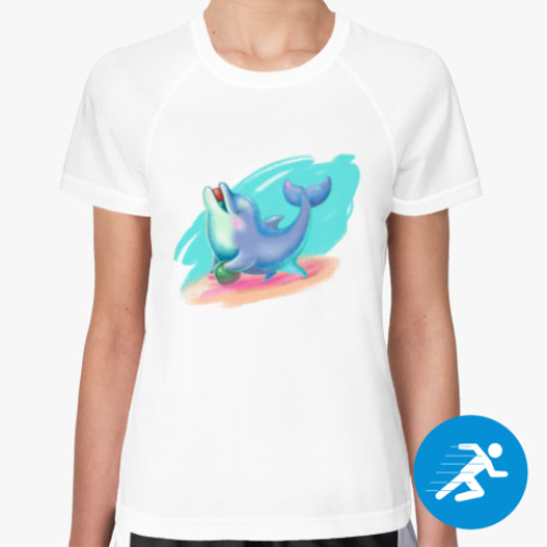 Женская спортивная футболка Дельфин - песик