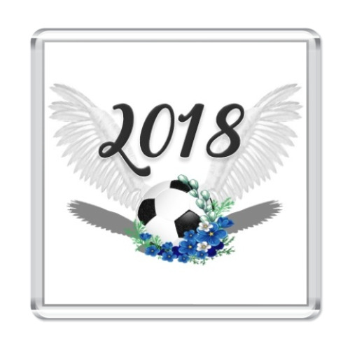 Магнит Футбольный мяч с цветами 2018