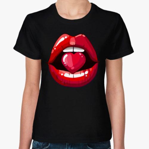Женская футболка Губы и Сердце (Lips & Heart)