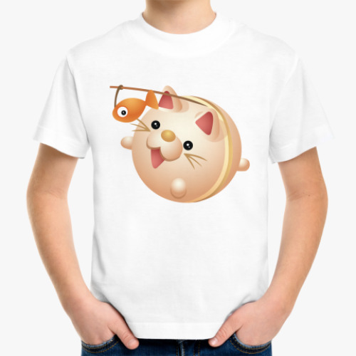 Детская футболка Котик-рыболов