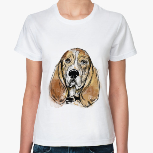 Классическая футболка Собака - Бассет хаунд