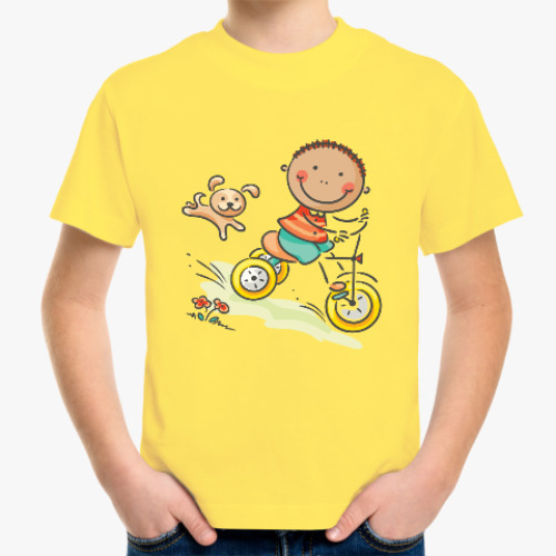 Детская футболка Мальчик на велосипеде