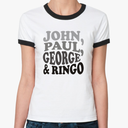 Женская футболка Ringer-T John.Paul.George&Ringo