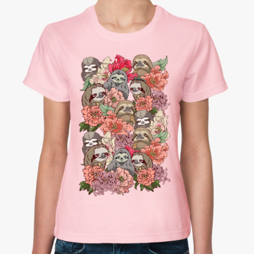 Женская футболка Ленивцы в цветах