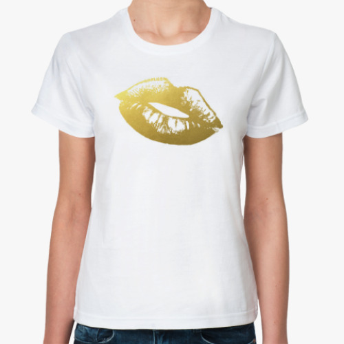 Классическая футболка Золотые губы. Gold Lips