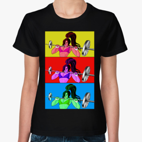Женская футболка Фитнесгерл в стиле поп-арт