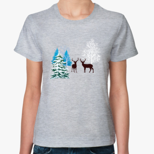 Женская футболка Зимние олени