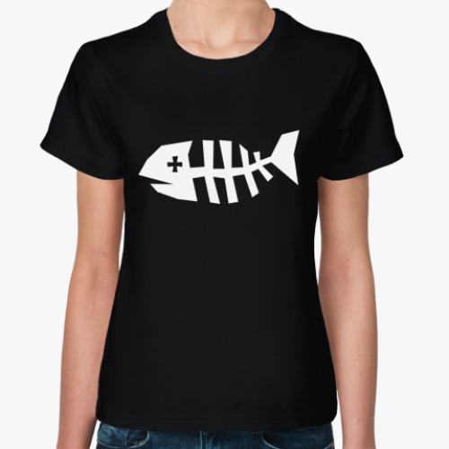 Женская футболка Рыбный скелет