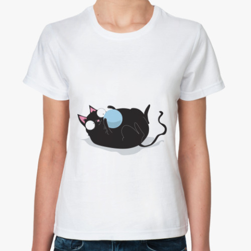 Классическая футболка   Кот и мячик