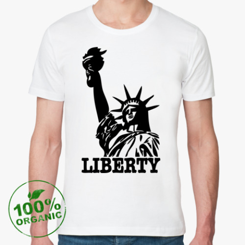 Футболка из органик-хлопка Статуя Свободы-надпись Liberty