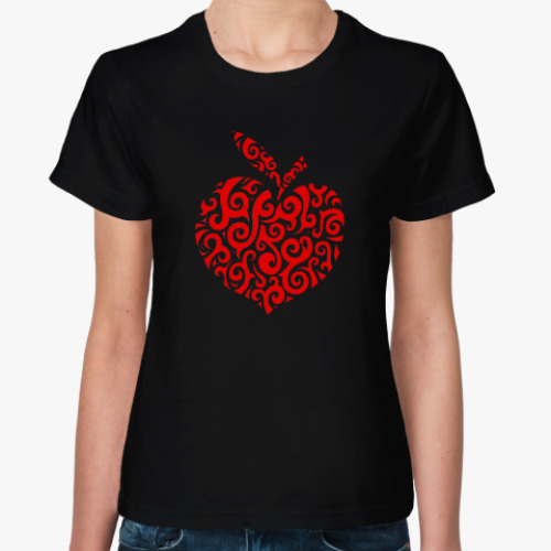 Женская футболка сердце яблоко