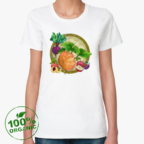 Женская футболка из органик-хлопка Овощи гуд. Еда
