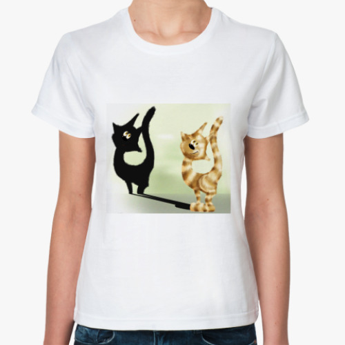 Классическая футболка Кошка и тень