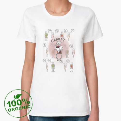 Женская футболка из органик-хлопка счастлив тот,у кого кот