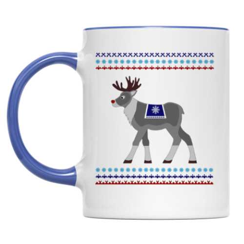 Кружка Reindeer and Nordic pattern ornament