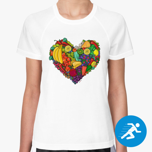 Женская спортивная футболка Любовь с первого вкуса , еда , фрукты