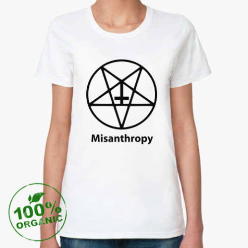 Женская футболка из органик-хлопка Мизантропия: Перевернутый Крест в Пентаграмме