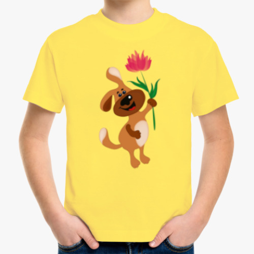 Детская футболка Пес Захар с цветком