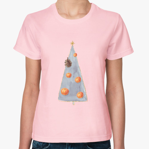 Женская футболка Стильная ёлка с мандаринами!