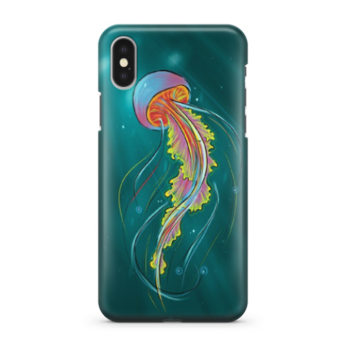 Чехол для iPhone X Радужная медуза
