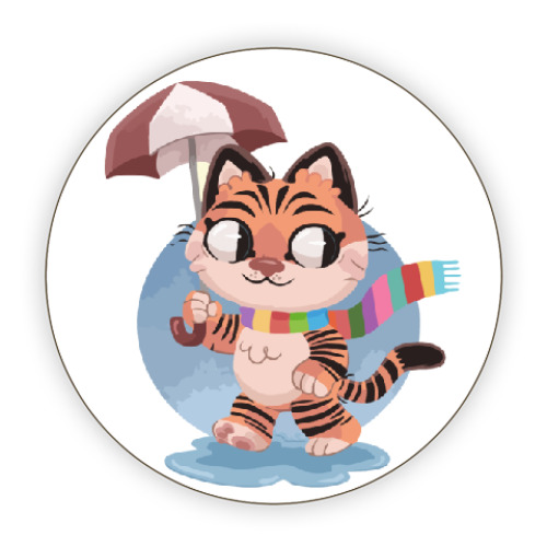 Костер (подставка под кружку) Кот под зонтом