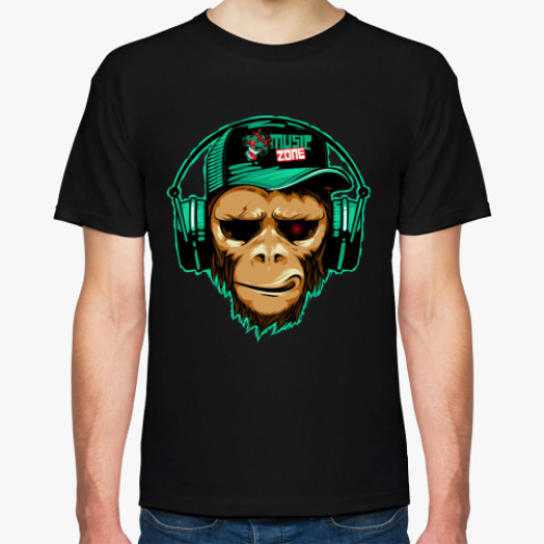 Футболка Music fan hipster monkey in headphone