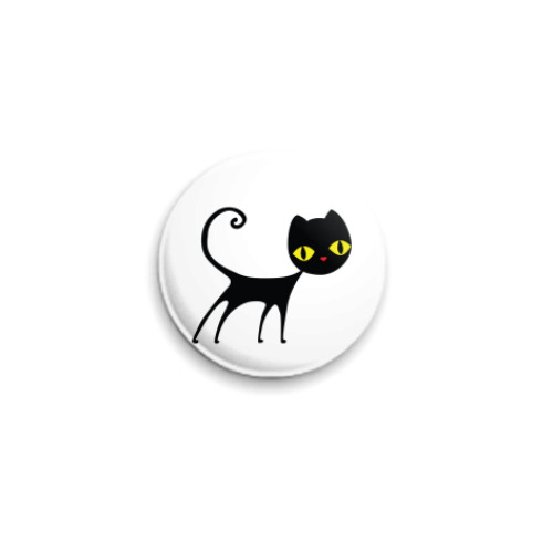 Значок 25мм Черный кот