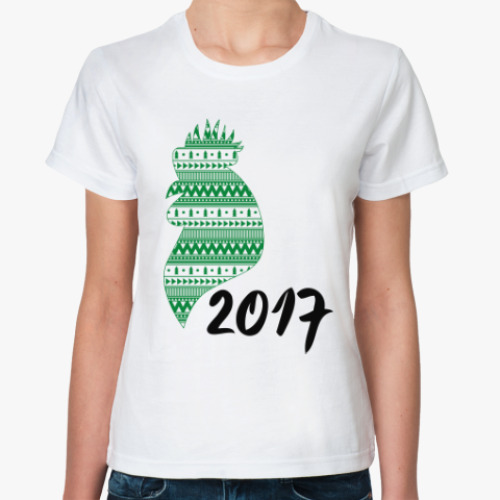 Классическая футболка Новогодний петух 2017