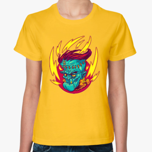 Женская футболка Франкенштейн в огне