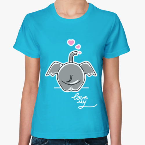 Женская футболка Слон с сердечками