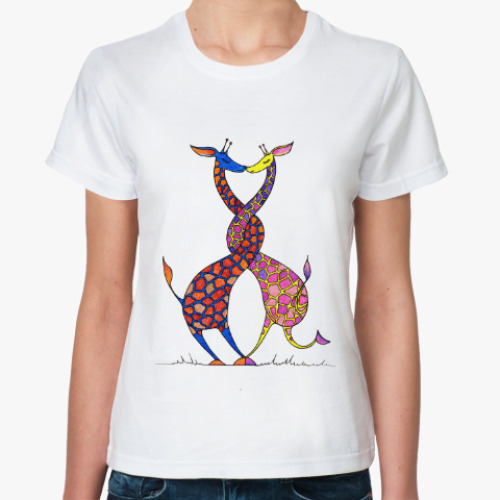Классическая футболка Влюбленные жирафики