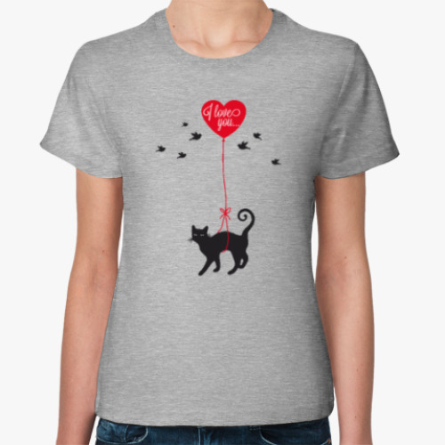 Женская футболка Кот и сердце
