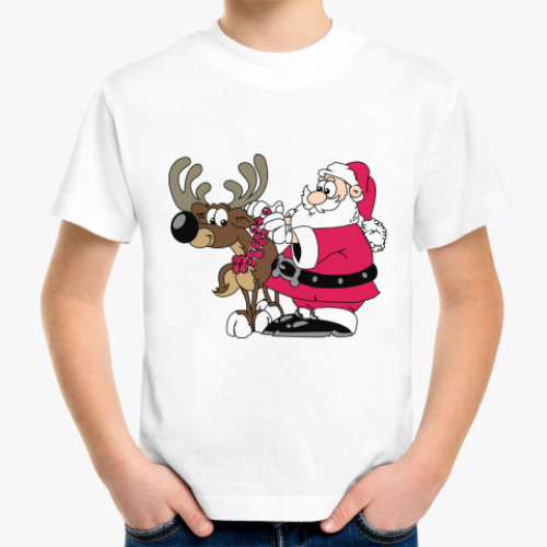 Детская футболка Дед Мороз и олень