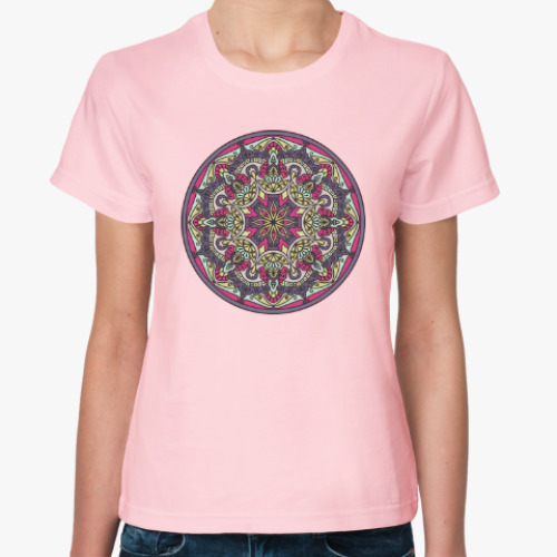 Женская футболка Мандала - круглый восточный орнамент