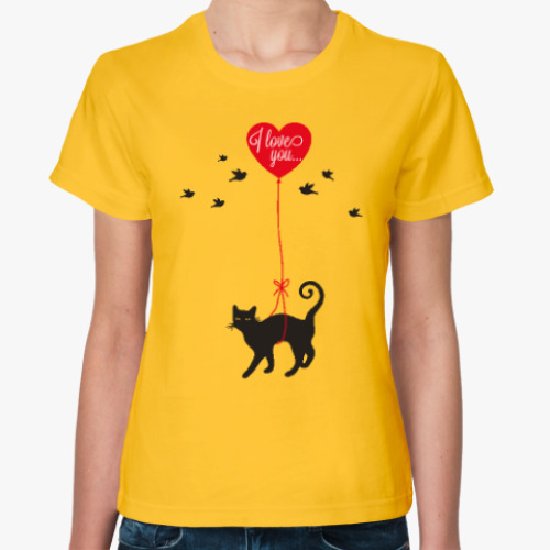 Женская футболка Кот и сердце
