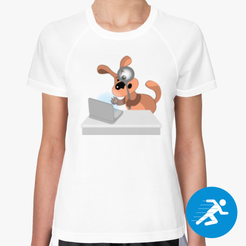 Женская спортивная футболка Пес Захар и лупа