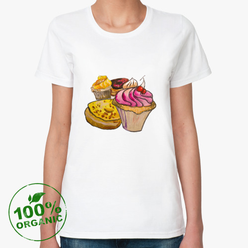 Женская футболка из органик-хлопка Пироженки