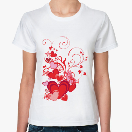 Классическая футболка Сердечки и бабочки